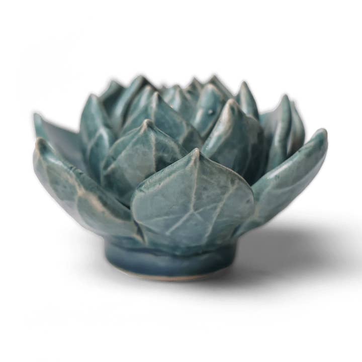 Ceramic Flower Wall Art Succulent Teal 11 for wholesale on Faire