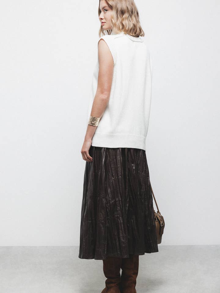 Lanidor - Wholesale Skirt - Women's - Crinkled Fabric Skirt (400535-438)3