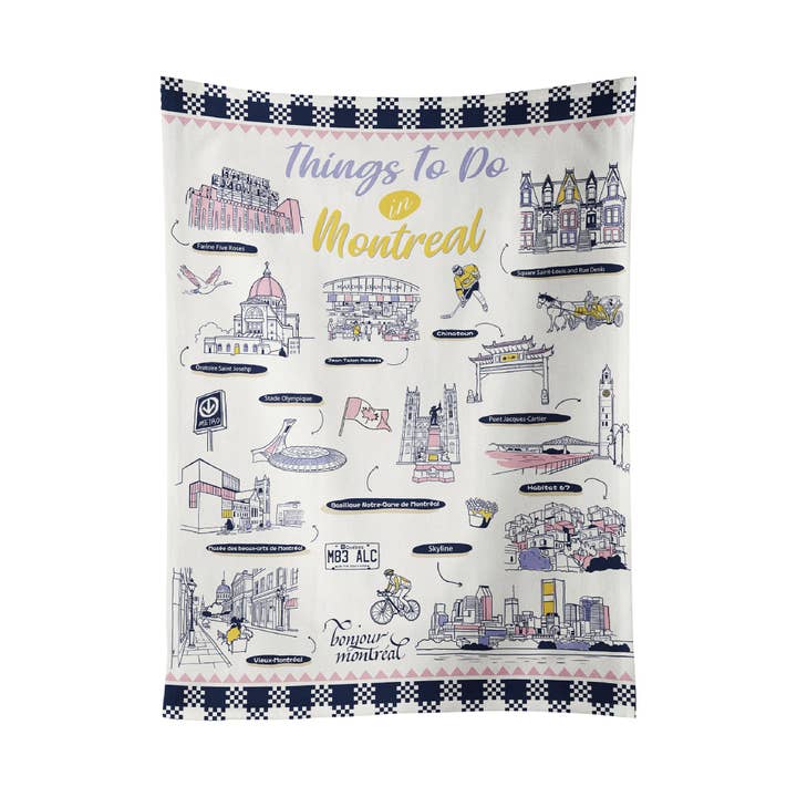 Northern Icons Canada - Wholesale Tea towel - Montreal Tea Towel – Illustrated City Landmarks Cotton Kitchen Dish Towel4