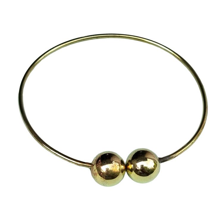 Precioso brazalete ajustable redondo de latón con dos bolas para venta al por mayor de SILVER CAVE