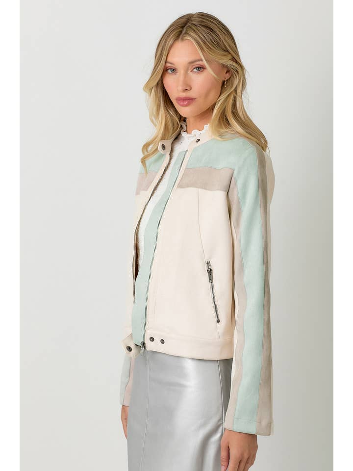 Mystree – wholesale Jacket – Women's – 60861 Color Blocked Moto Jacket36