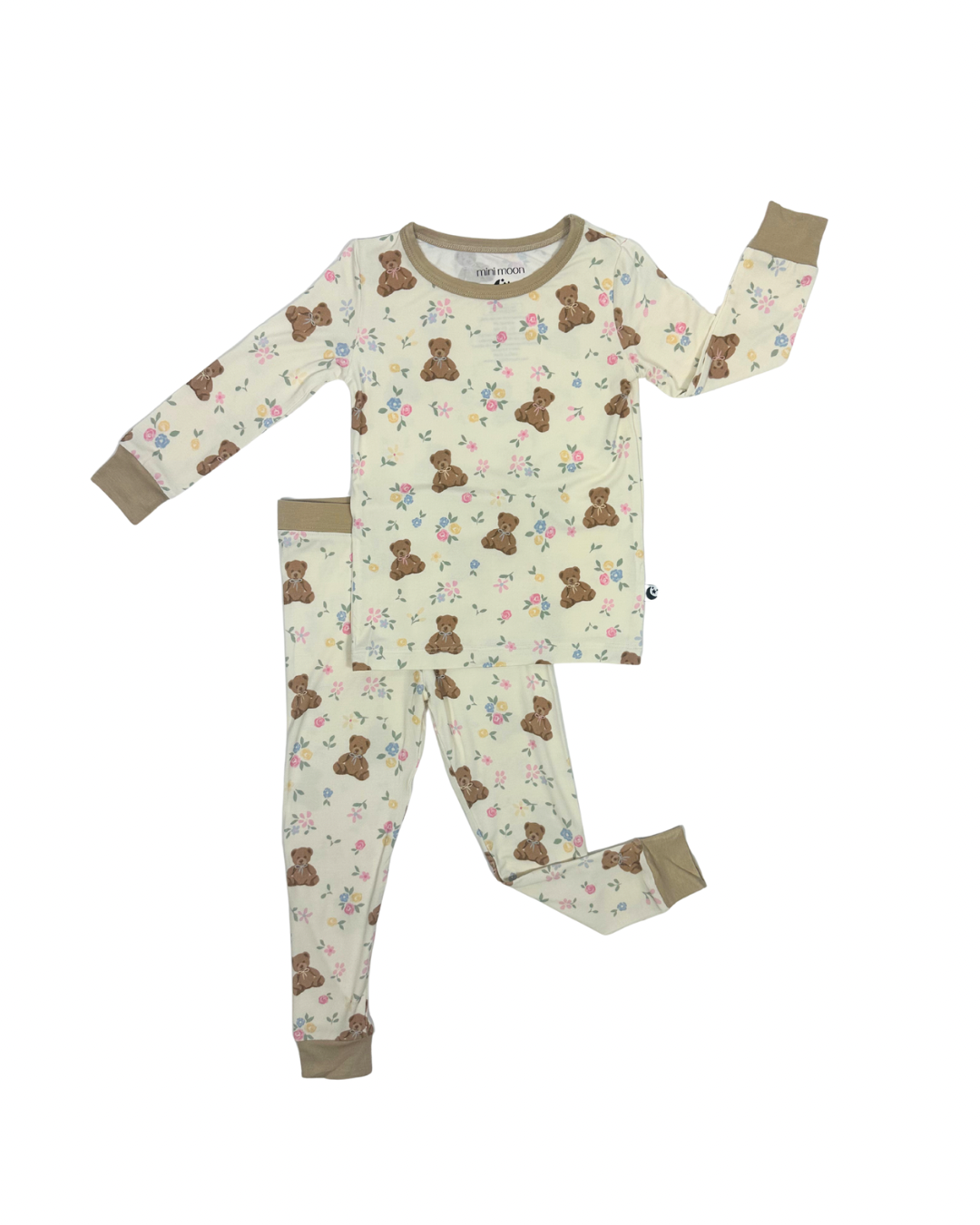 Mini Moon - Vente Grenouillère – bébé - Teddy en Fleurs - Ensemble Deux Pièces0