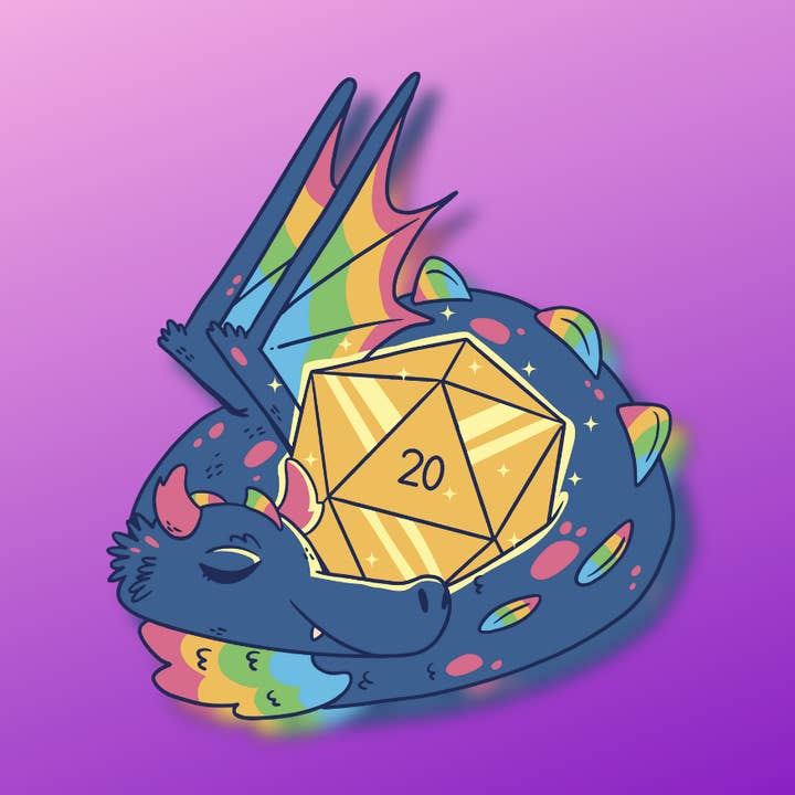 Sleeping Dragon with Dice Sticker for wholesale by Mega Kawaii Cuties