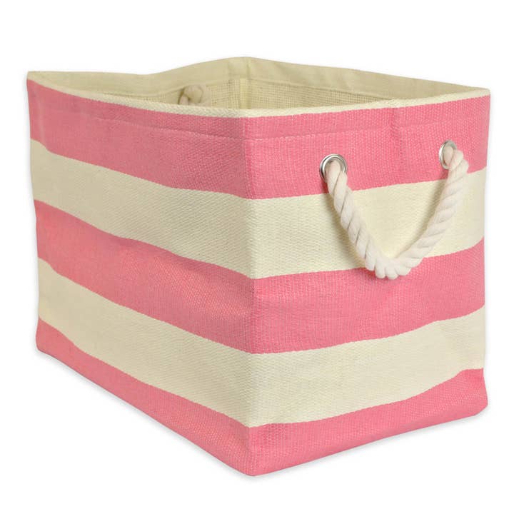 Paper Bin Stripe Pink Rectangle Medium 15 x 10 x 12 for wholesale by Welcome Home Unbeatable Deals