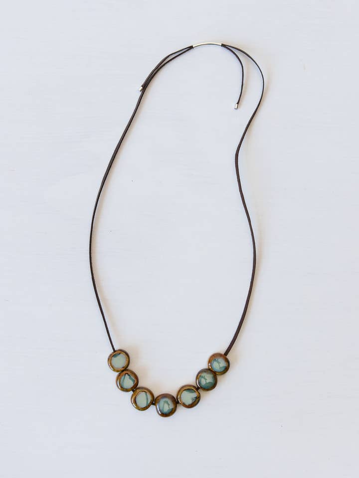 Forest ceramic button necklace for wholesale by Woodfolk