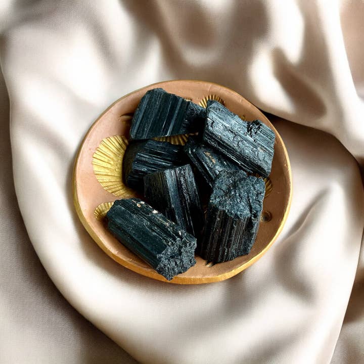 Black Tourmaline in the rough for wholesale by Surya Cristais