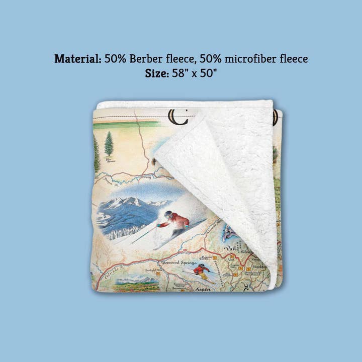 XPLORER MAPS - Wholesale Throw Blanket - Colorado State Map Blanket – Berber & Micro Fleece4
