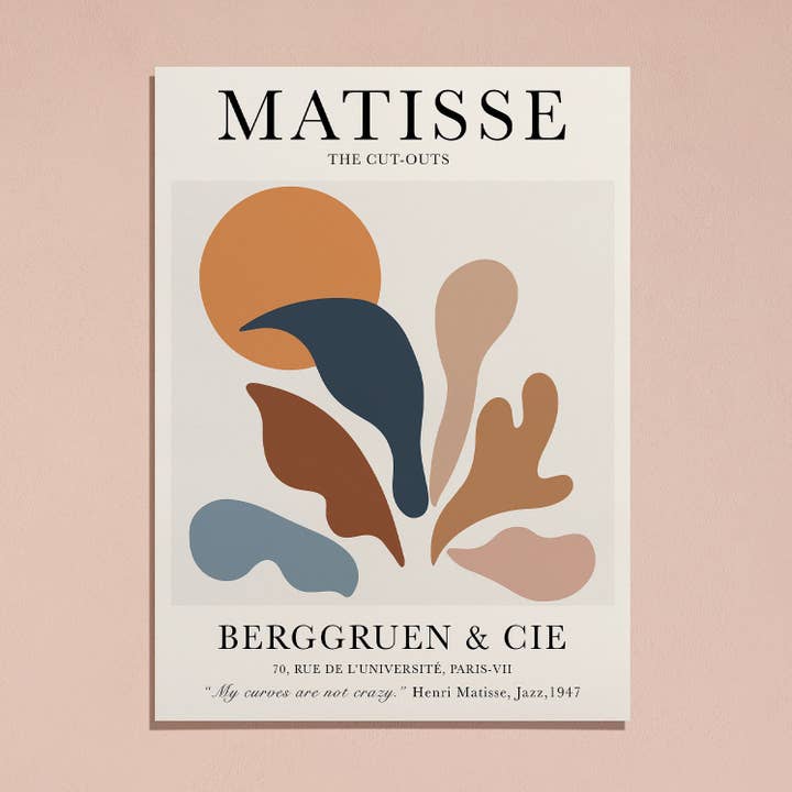 Sugar & Canvas - Venta al por mayor Ilustración - Póster de exposición vintage con recortes de Henri Matisse | Hojas de plantas botánicas, Berggruen Cie, decoración de pared Boho, Papiers Decoupes #M074