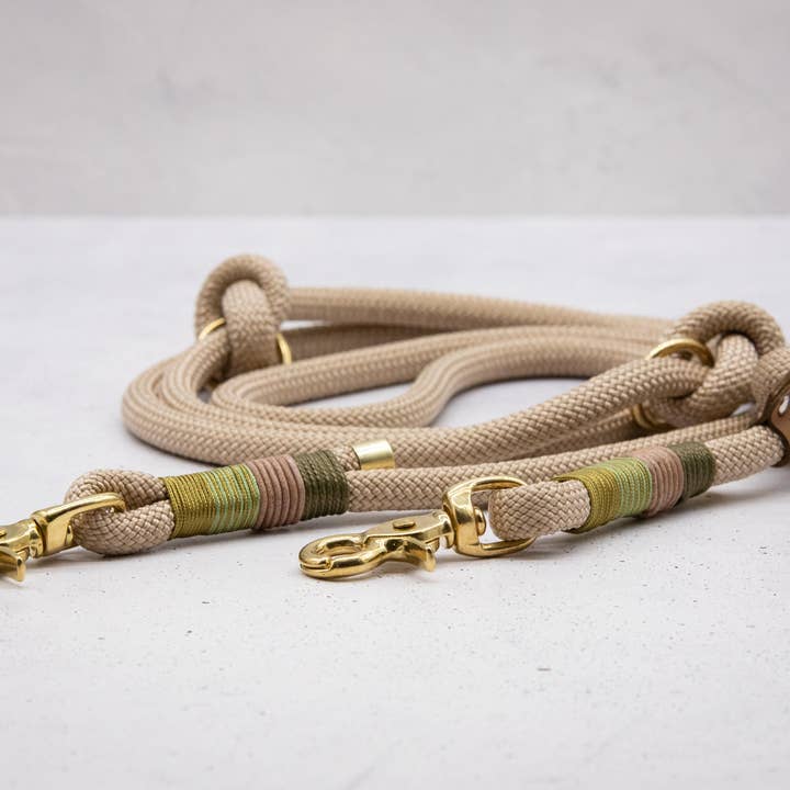 Tau-Hundeleine Nude Golden Green für den Großhandel von FOR LOVELY DOGS / Linda Jansen