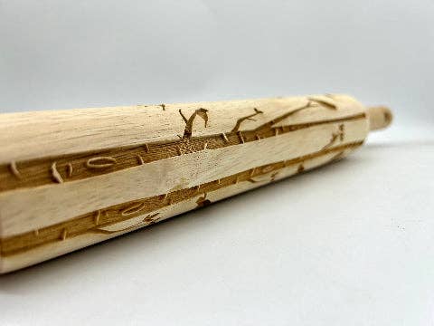 Sweet Rolling Pins - Wholesale Rolling pin - Embossed Cardinals On Birch Rolling Pin -Horizontal Dsg3