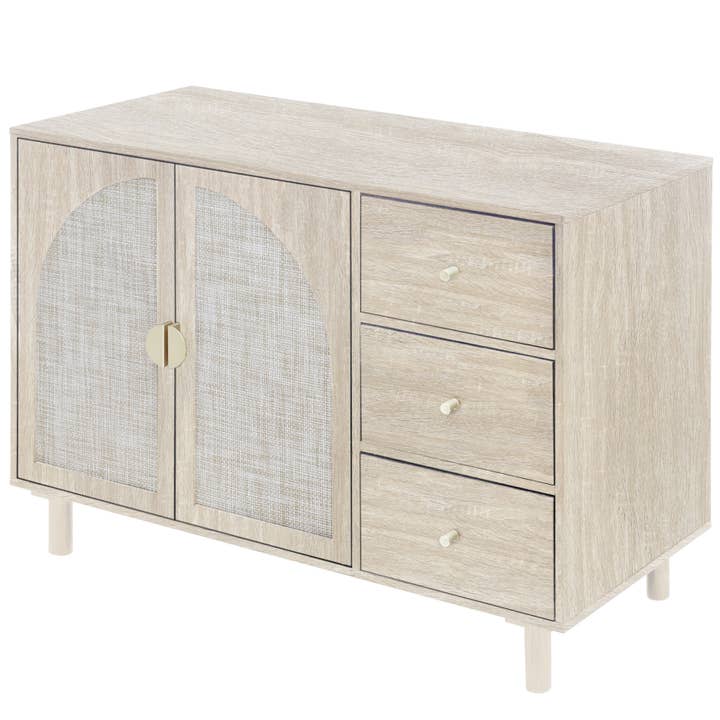 Orange County Decor - Wholesale Cabinet - 2 Door 3 Drawer Cabinet, Suitable For Bedroom, Living Room, Study Natural Mdf10