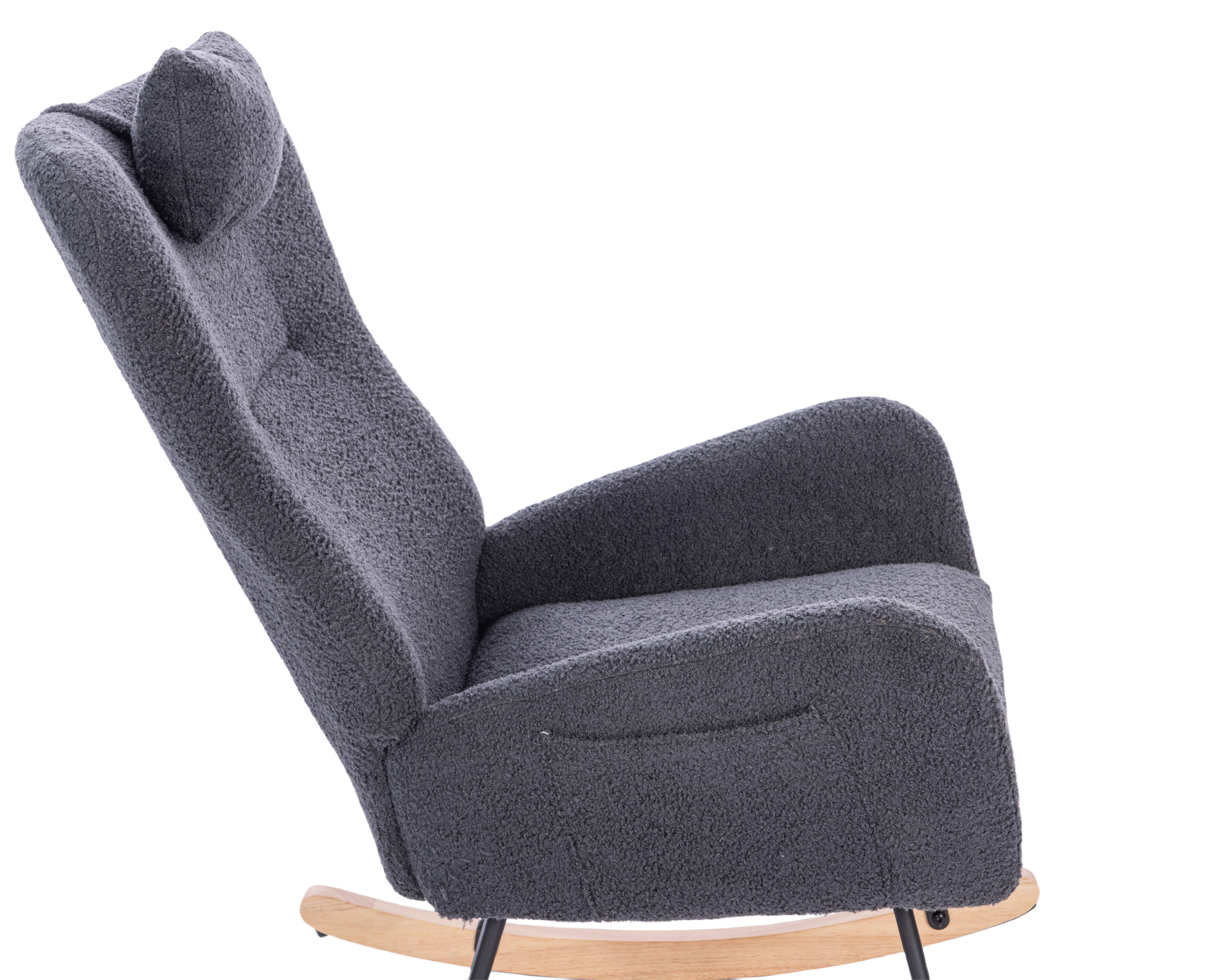 39F Inc. - Wholesale Rocking Chair - Teddy Upholstered Nursery Rocking Chair/White/Dark Grey12