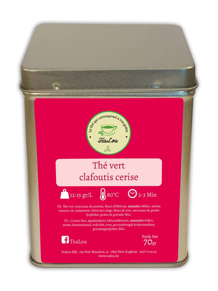 Té verde de cereza Clafoutis - Caja 70g para venta al por mayor de Tealou