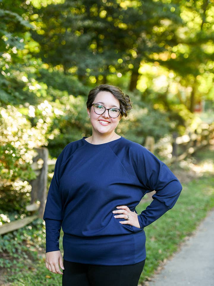 Knieriem Designs - Wholesale Knit Top - Women's - Rayon Crew Neck Ponte Top with Raglan Long Sleeves4