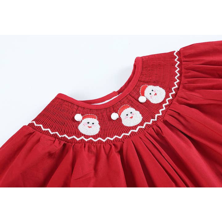 Lil Cactus - Wholesale Jumpsuit - Baby - Red Santa Smocked Playsuit