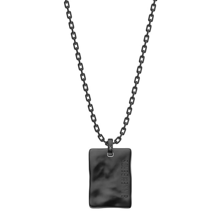 BIKKEMBERGS - Wholesale Pendant/Charm Necklace - HAP01BB - hammered steel and diamond pendant