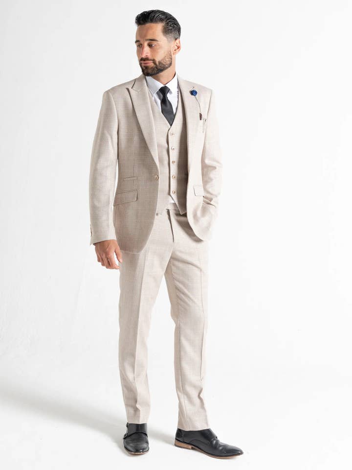 Charles - Cream Tweed Three Piece Suit for wholesale by V2 classic