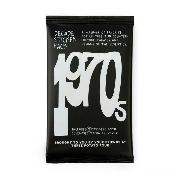 Decade Sticker Card Pack - 1970s for wholesale by Three Potato Four