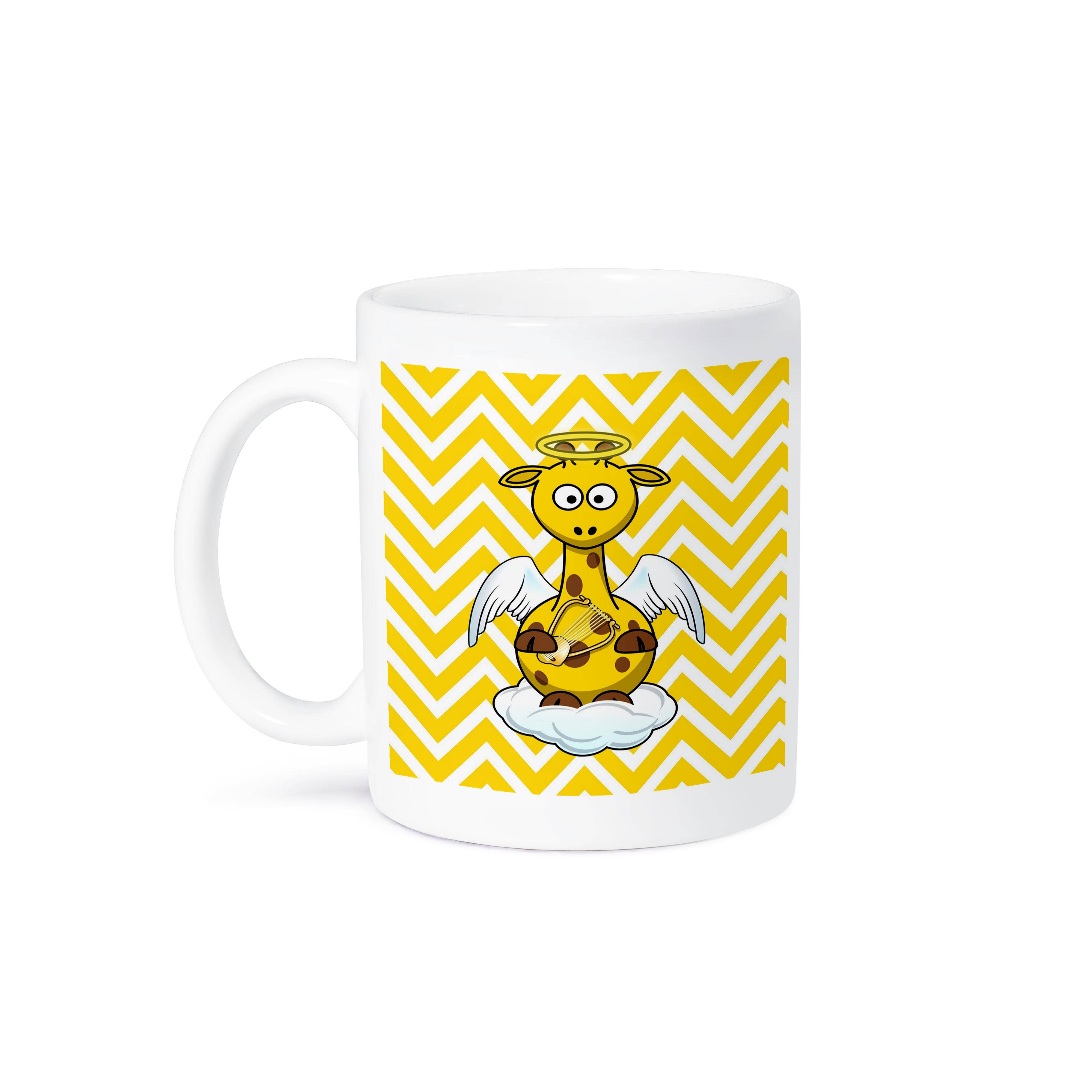 3dRose - Wholesale Coffee Mug - 3dRose, Image of Giraffe Angel On Yellow Chevron Stripes, Mug8