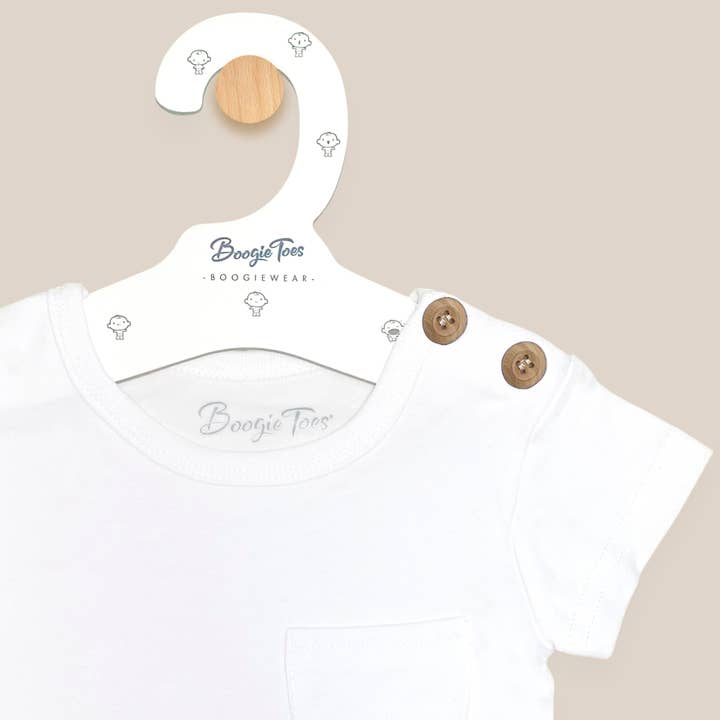 Boogie Toes - Wholesale Bodysuit (non-footed) – Baby - Baby Boogie Tees Bodysuits White with Natural Wood Button7