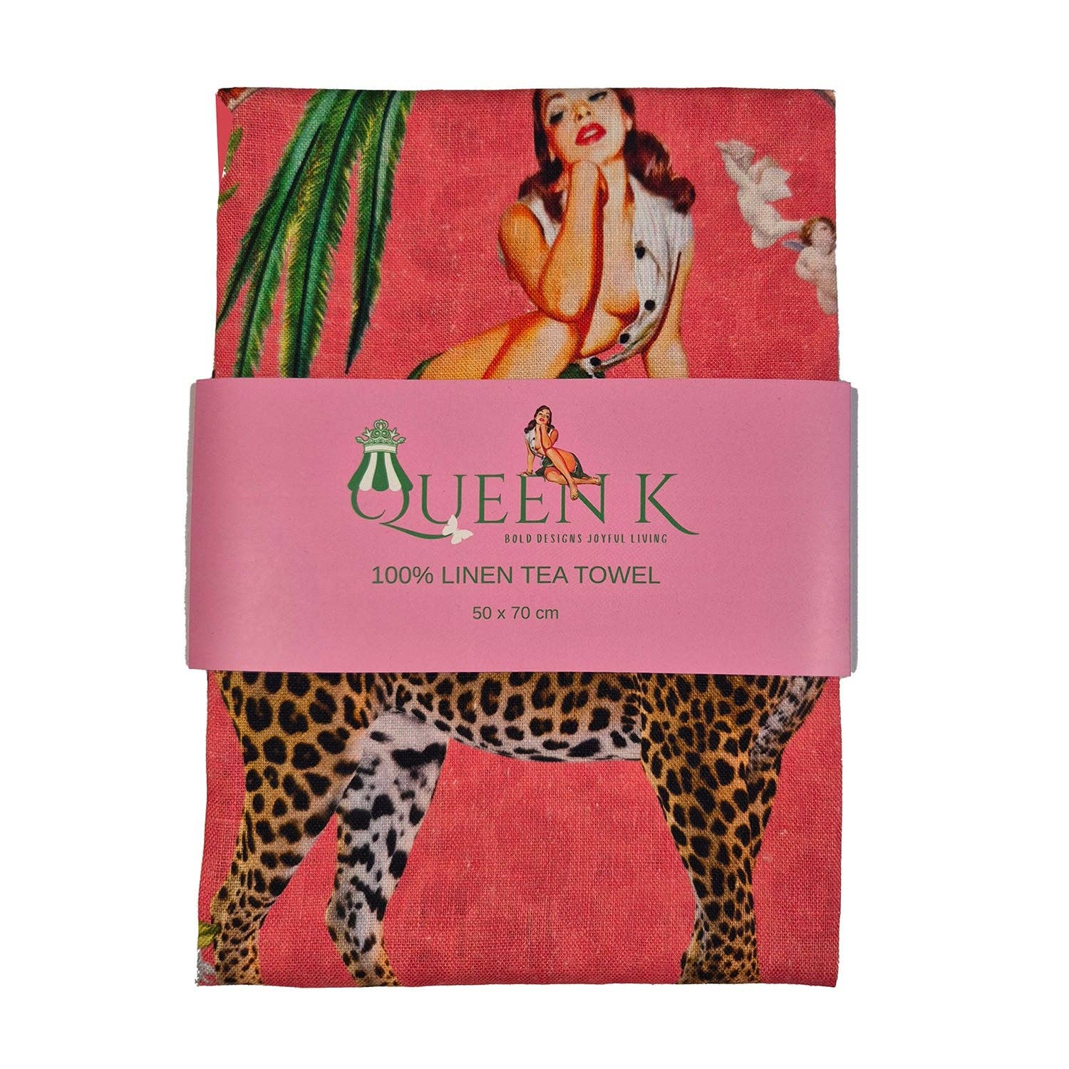 Queen K - Wholesale Tea towel - Alice Retro Glamour 100% Linen Tea Towel1