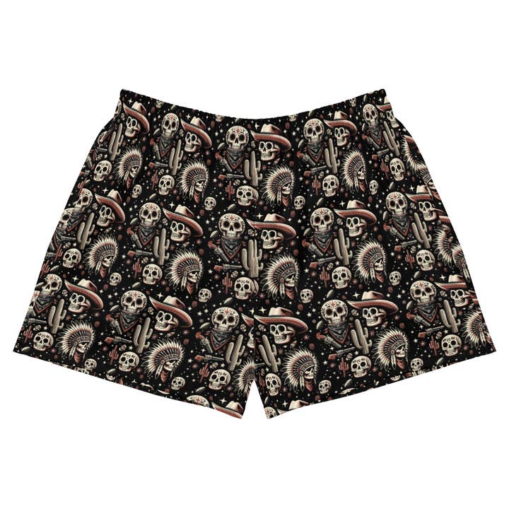 Short de sport taille haute Renegade Revel : Outlaw Skull pour femmes pour la vente par Texas Eclipse Outfitters