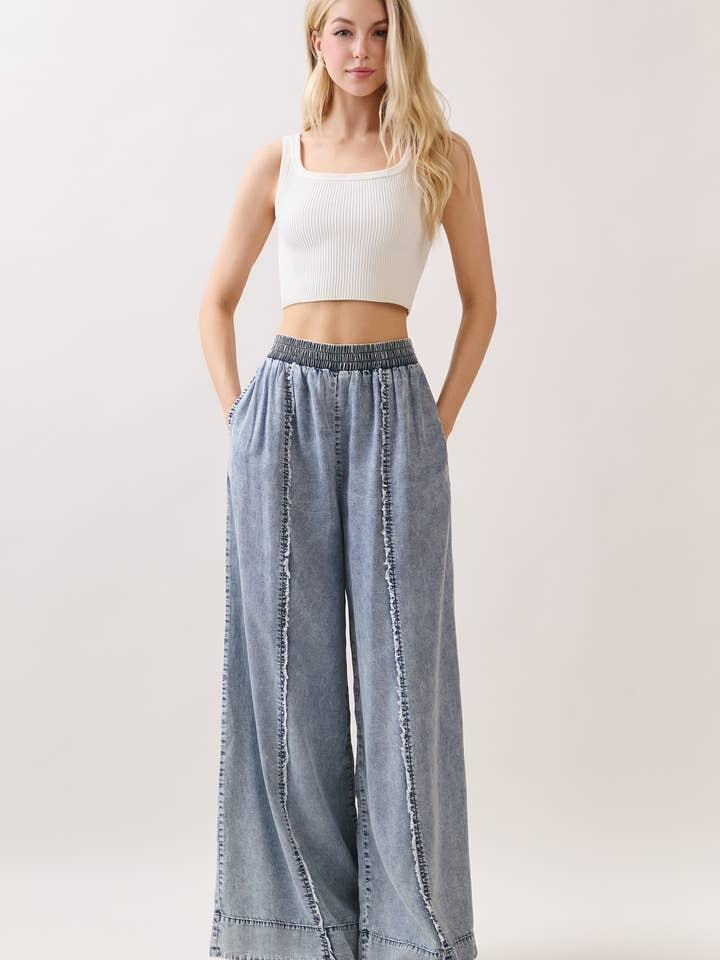 TENCEL PULL ON WIDE LEG PANTS - VP70351A for wholesale by Calista