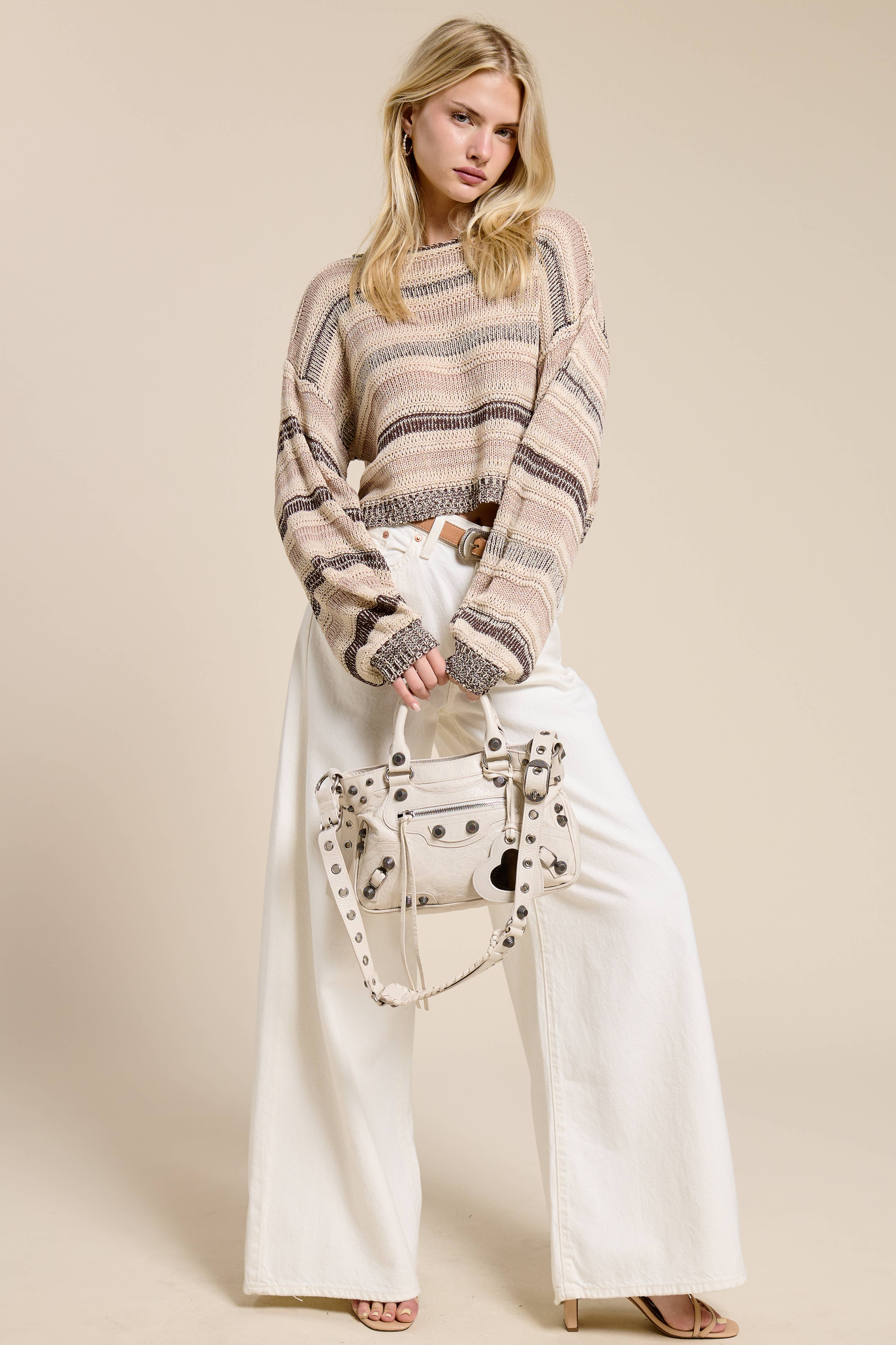 Mimosa - Wholesale Knit Sweater - Women's - Contrast Stripe Lightweight Knit Sweater7