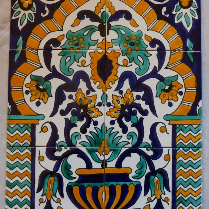 Le Souk Ceramique and Le Souk Olivique - Wholesale Wall Tile - Ceramic Tile Mural Set (Hand-painted in Tunisia) (TAO-48)