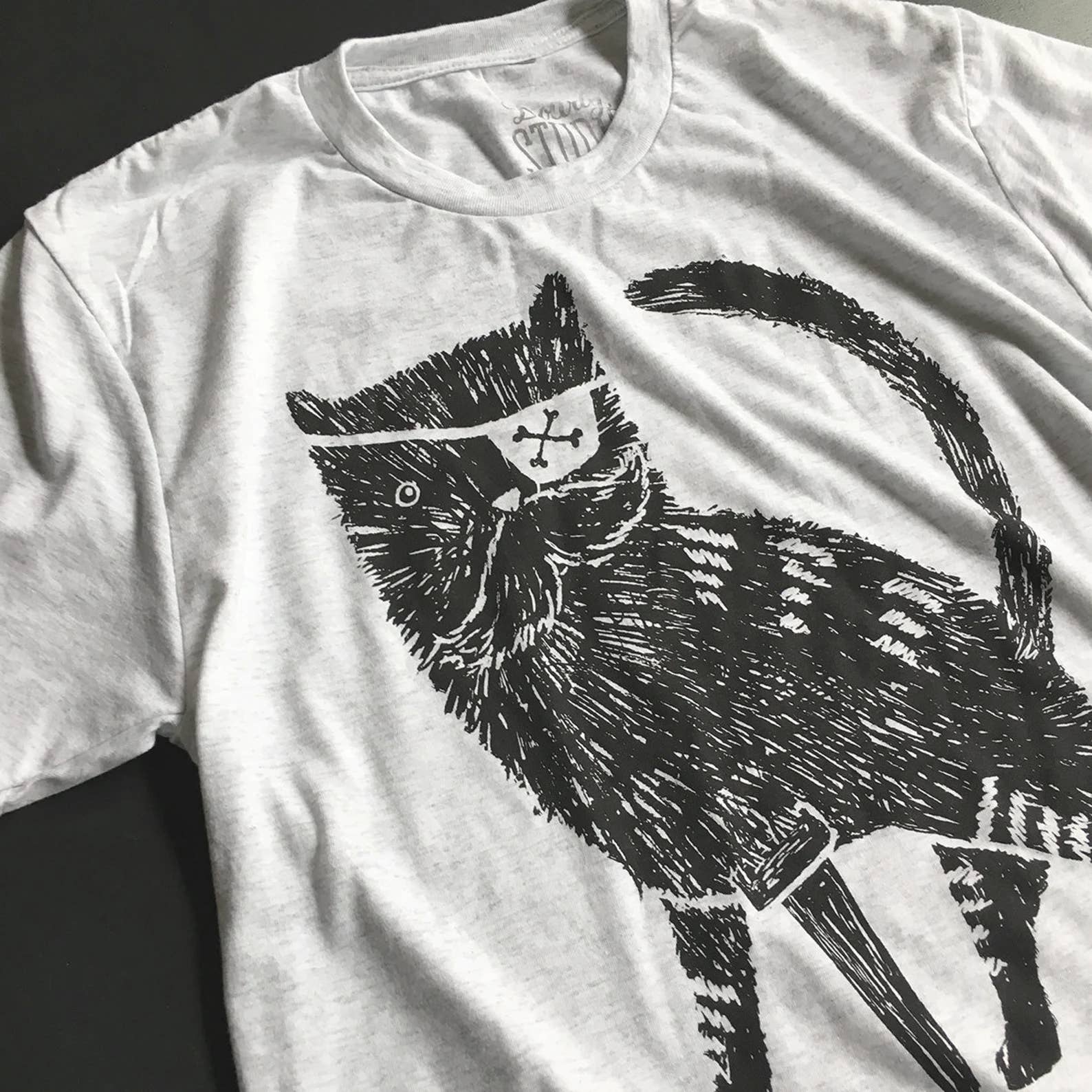 Dowdy Studio - Wholesale Screen Printed T-Shirt - Unisex - Pirate Kitty | Unisex tee2