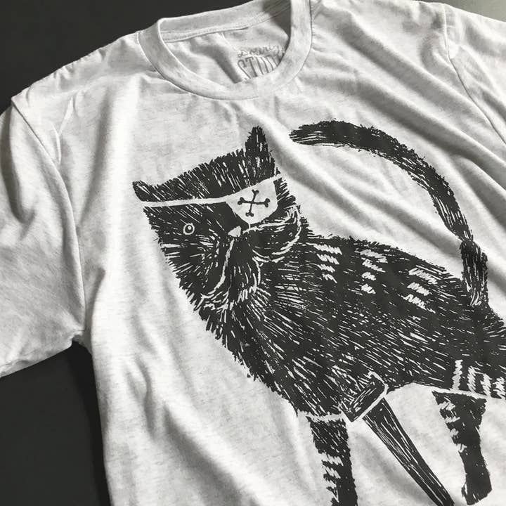 Dowdy Studio - Wholesale Screen Printed T-Shirt - Unisex - Pirate Kitty | Unisex tee2