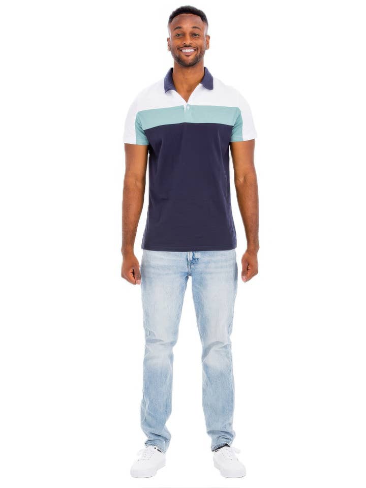 CC Wholesale Clothing - Wholesale Polo - Men's - Color Block Polo Short Sleeve6