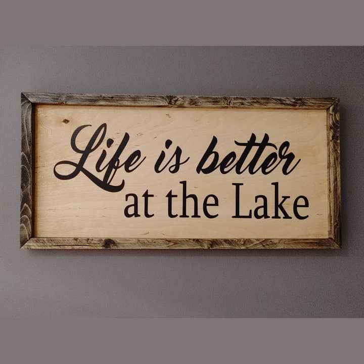 Life Is Better At The Lake Rustic Wood Farmhouse Wall Sign for wholesale by eCrafty Canada Quality Home Decor