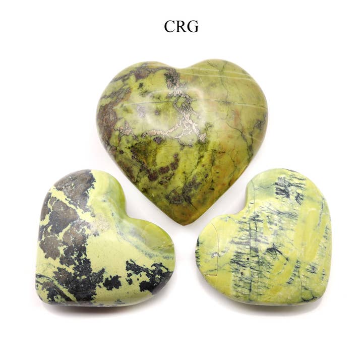 QTY 1 - Peru Serpentine Heart / 50-60mm for wholesale by Crystal River Gems LLC