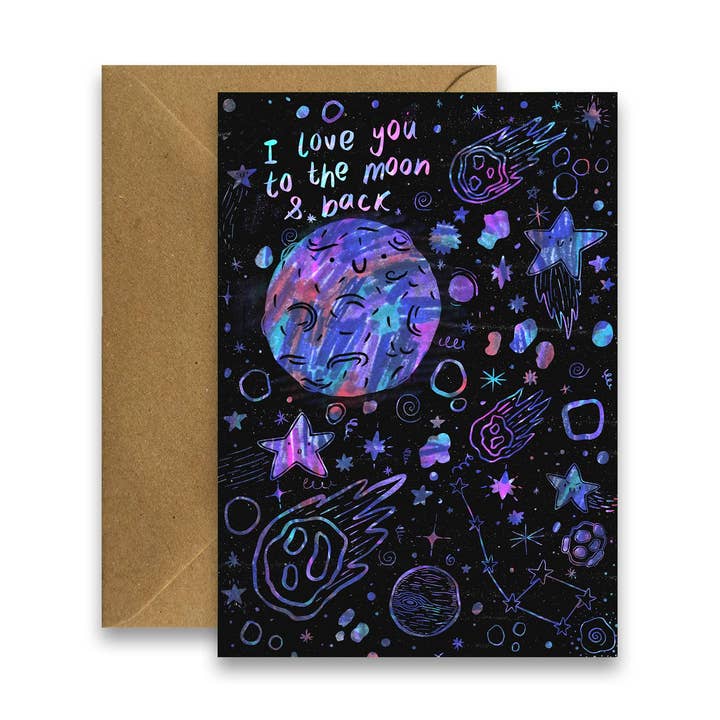 Amo-te até à Lua e de volta - Cartão de Amor Fofo por atacado de By Claire Schorman