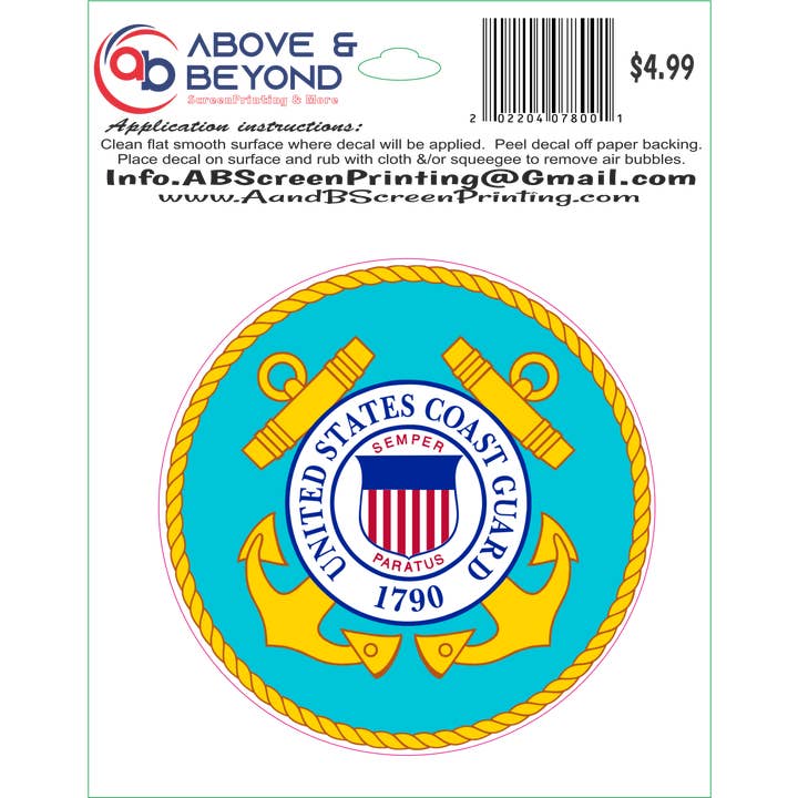 Above & Beyond ScreenPrinting @ More - Wholesale Sticker - Coast Guard Decal - Sticker1