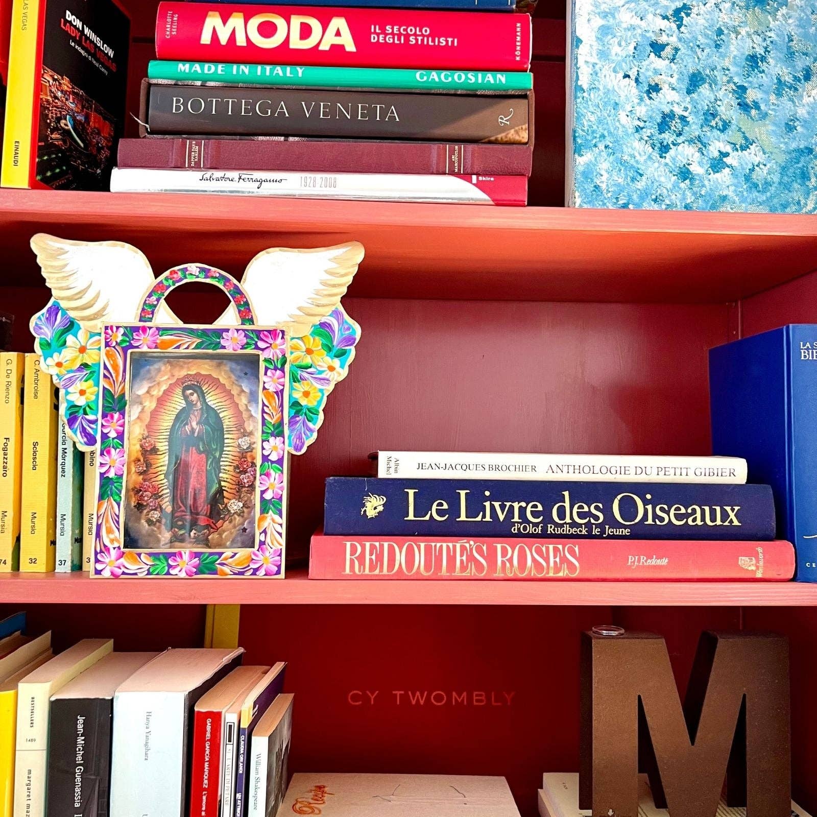 PINK PAMPAS - Wholesale Wall Accent - Maxi Mexican Handcrafted Virgin of Guadalupe Winged Teak1