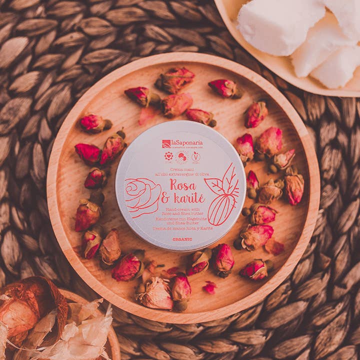 La Saponaria – Creme/loção para as mãos por atacado – Creme de Mãos Rosa & Karité (60 ml)1