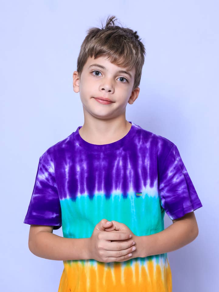 Tie Dye Stripe Manga Curta Juvenis por atacado de Mardi Gras Creations
