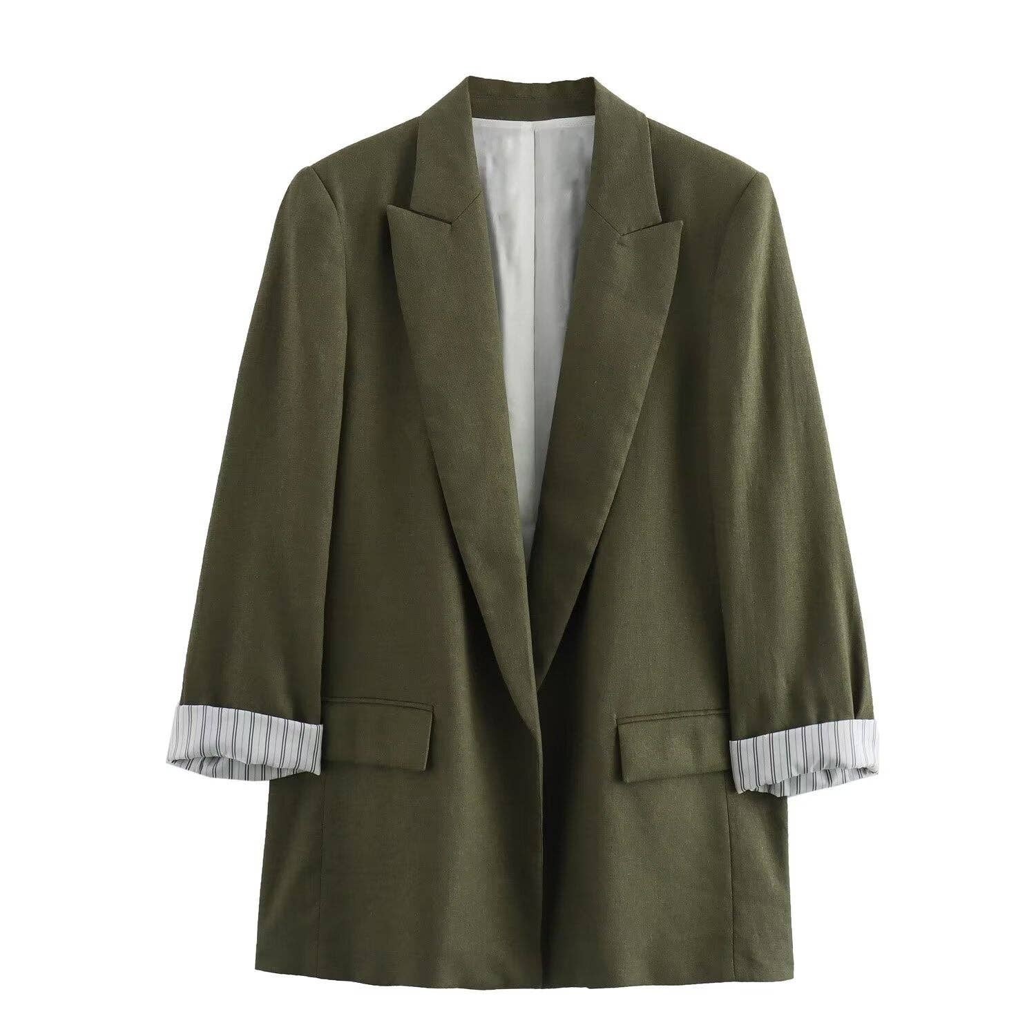 alberalkirk - Vente Blazer – femme - Blazer à manches retroussées en mélange de lin pour femme N5A4135