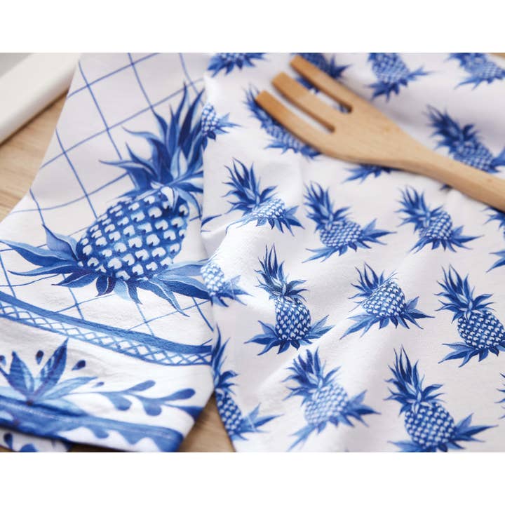 Peking Handicraft - Vente Torchons - Torchon de cuisine à motif d'ananas bleu - Sally Eckman Roberts3