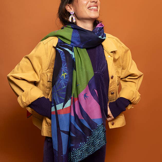 Bleu tango - Wholesale Scarf - Women's - Illustrated Scarf - The Jungle Book