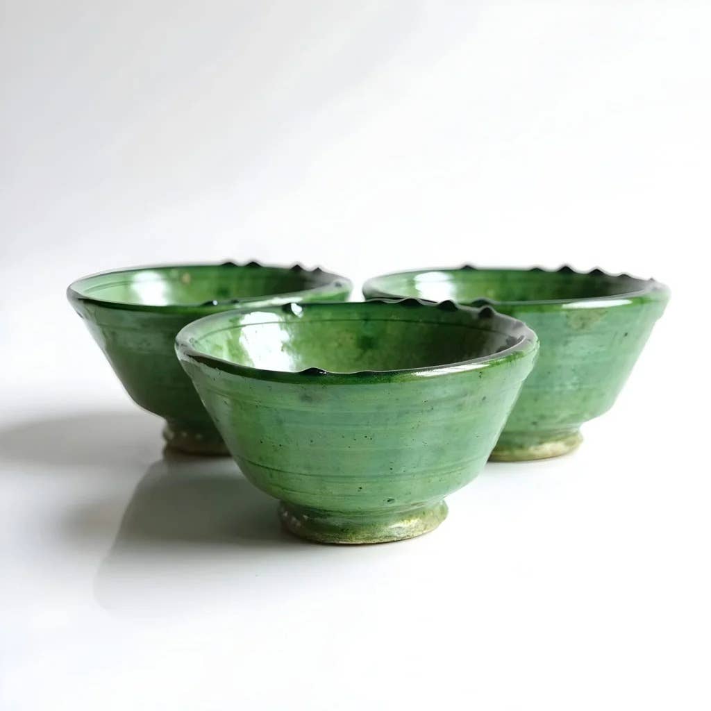 High crafty - Wholesale Serveerschaal - 🌿 Set van 3 Marokkaanse Tamegroute aardewerken kommen5