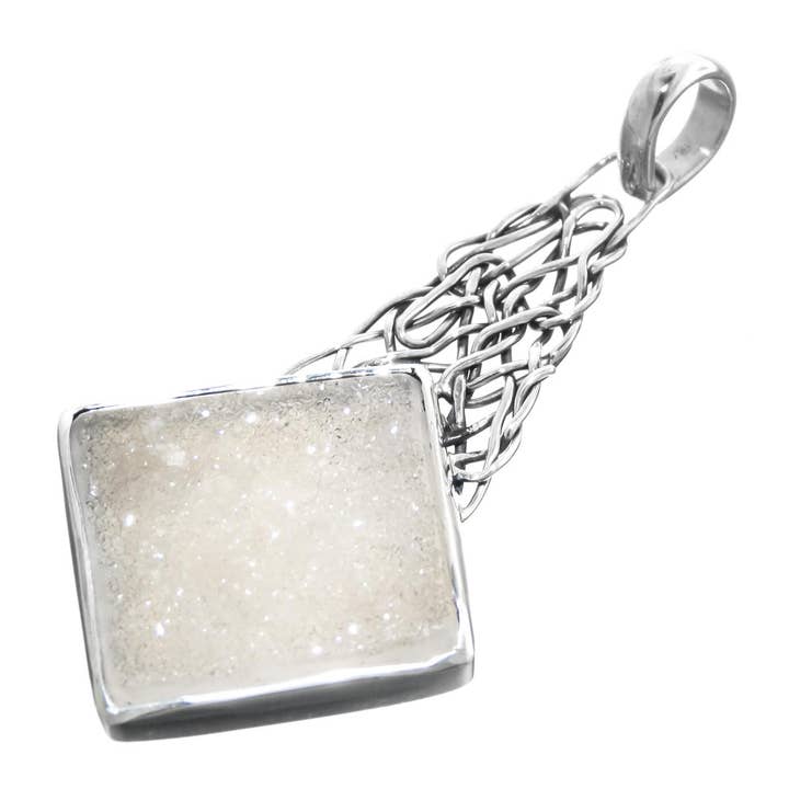 FifiRose - Wholesale Pendant/Charm Necklace - 925 sterling silver sale agate druzy drusy crystal sterling pendant, ! 2 5/16"