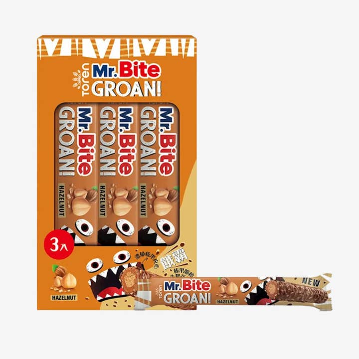 Mr. Bite groan milk chocolate with hazelnut bar 32g 24pk for wholesale by Go Direct Foods
