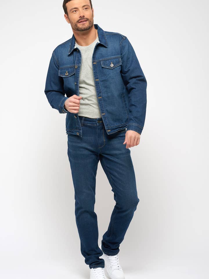 Recycled denim jacket - Dark tone for wholesale by Main Road 650