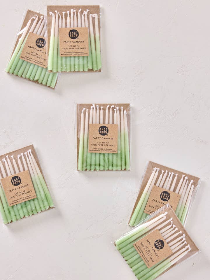 Hand-dipped Beeswax Birthday Candles | Mint Ombré for wholesale by Knot & Bow