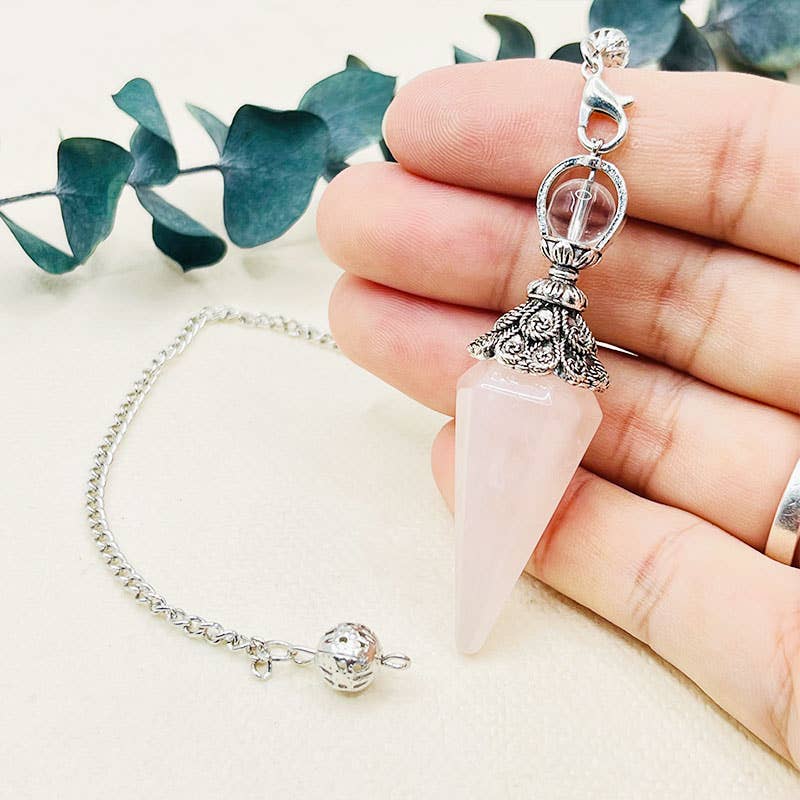 GemMeet - Vente Pierre et cristal de spiritualité - Pendule à esprit hexagonal pyramidal en forme d'œil de tigre en améthyste6