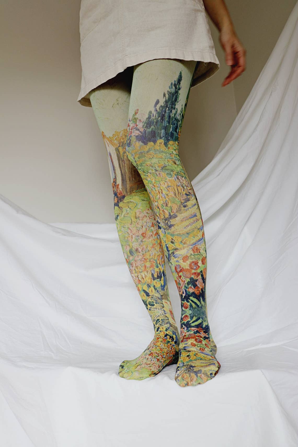 Tabbisocks - Vente Collants – femme - Collant artistique imprimé LANDSCAPE de VAN GOGH