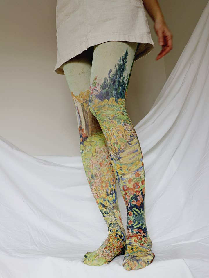 Collant artistique imprimé LANDSCAPE de VAN GOGH pour la vente par Tabbisocks